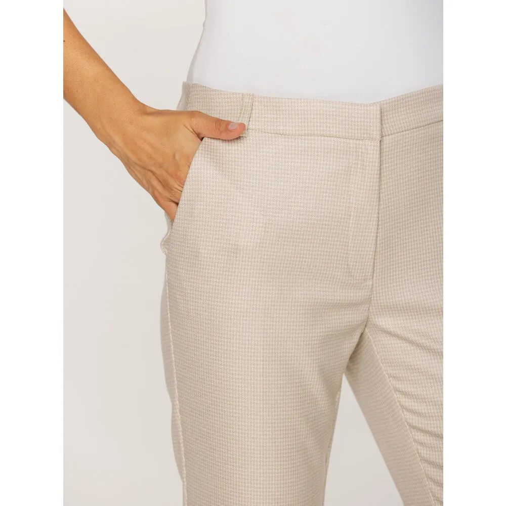 Damen Hosenanzug beige mit dezentem Pepita-Muster 17437