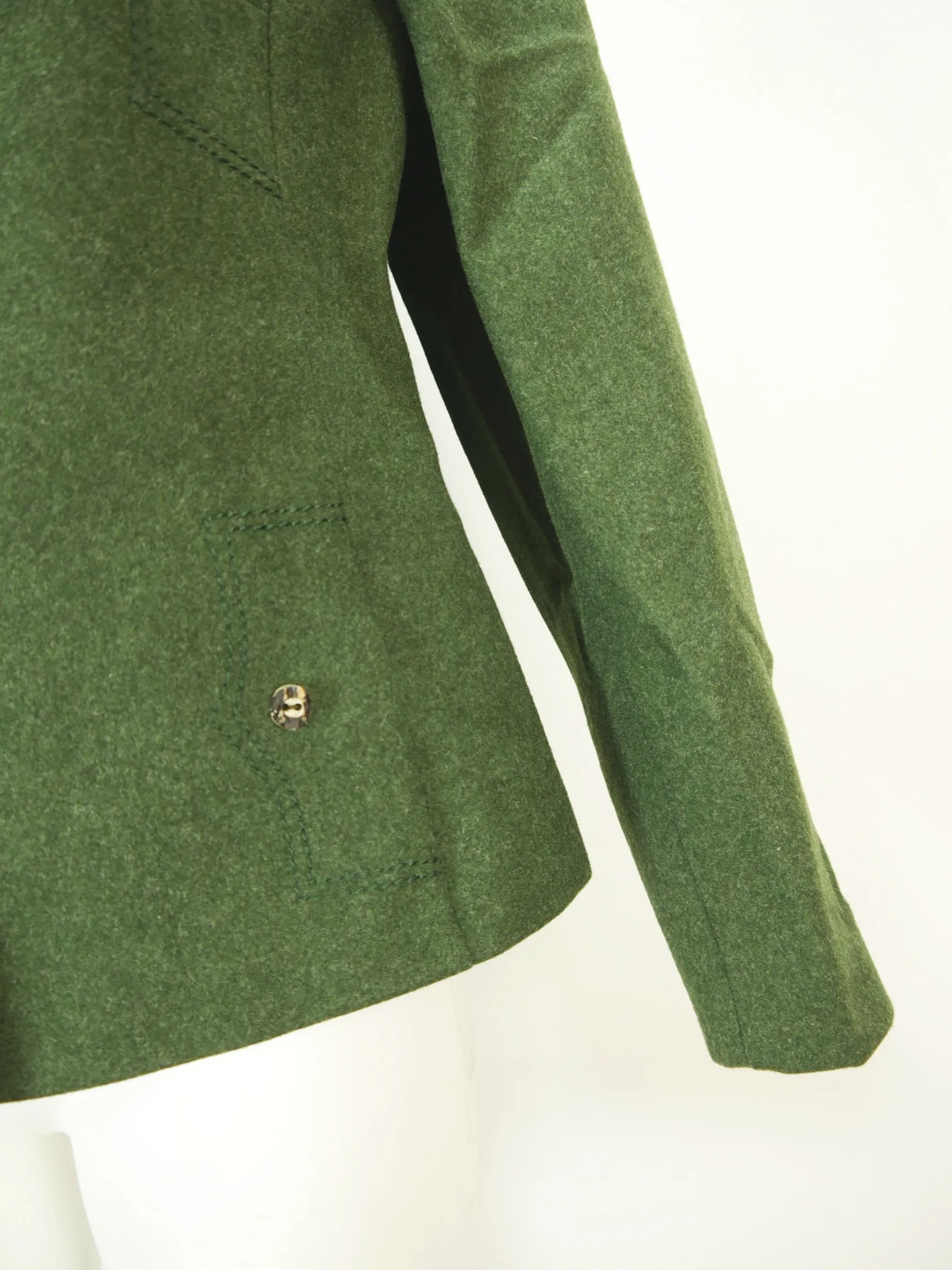 Lang Trachten grün mit Hirschhornknöpfen fescher Damen Loden Janker Gr.48