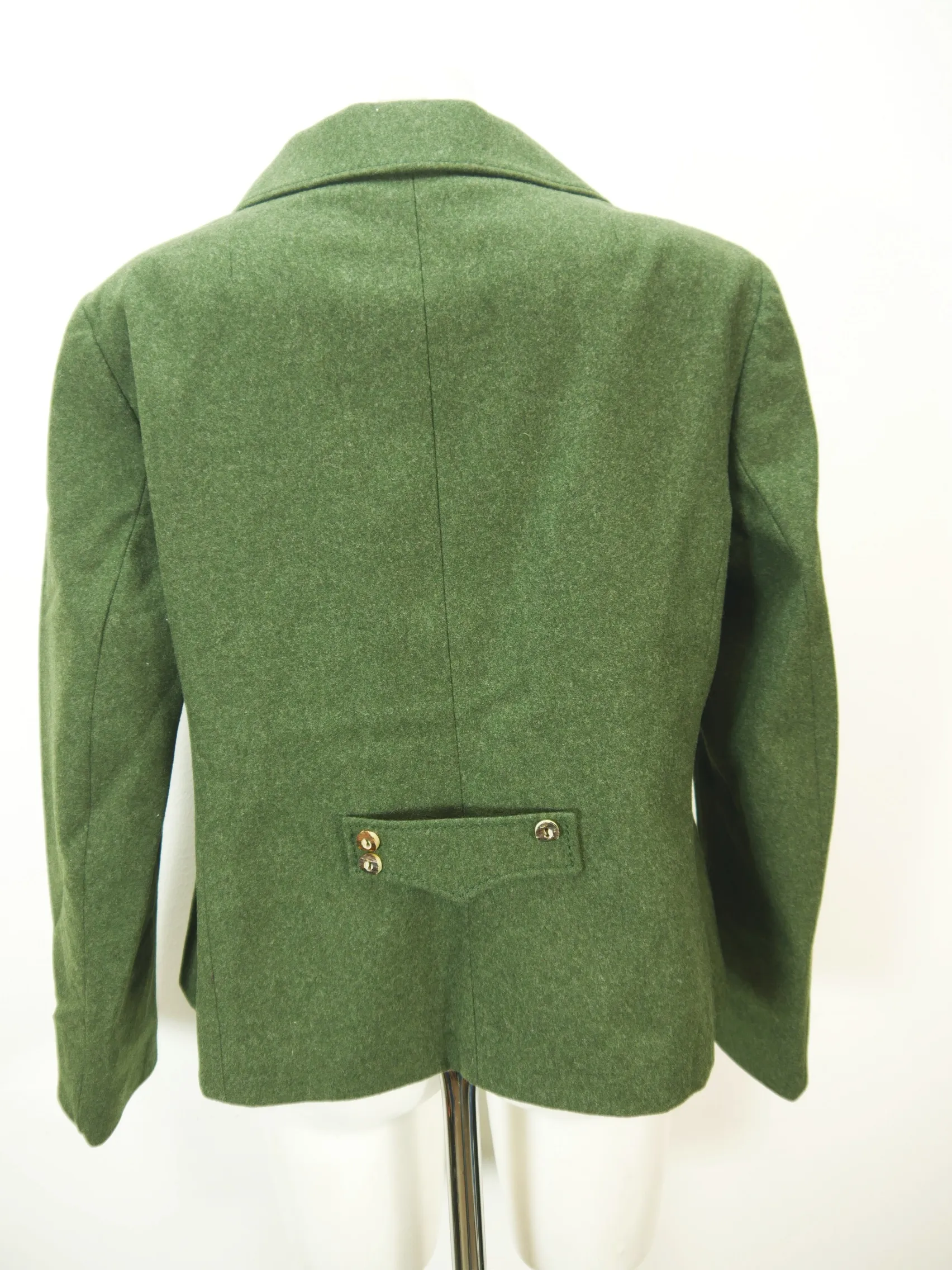 Lang Trachten grün mit Hirschhornknöpfen fescher Damen Loden Janker Gr.48