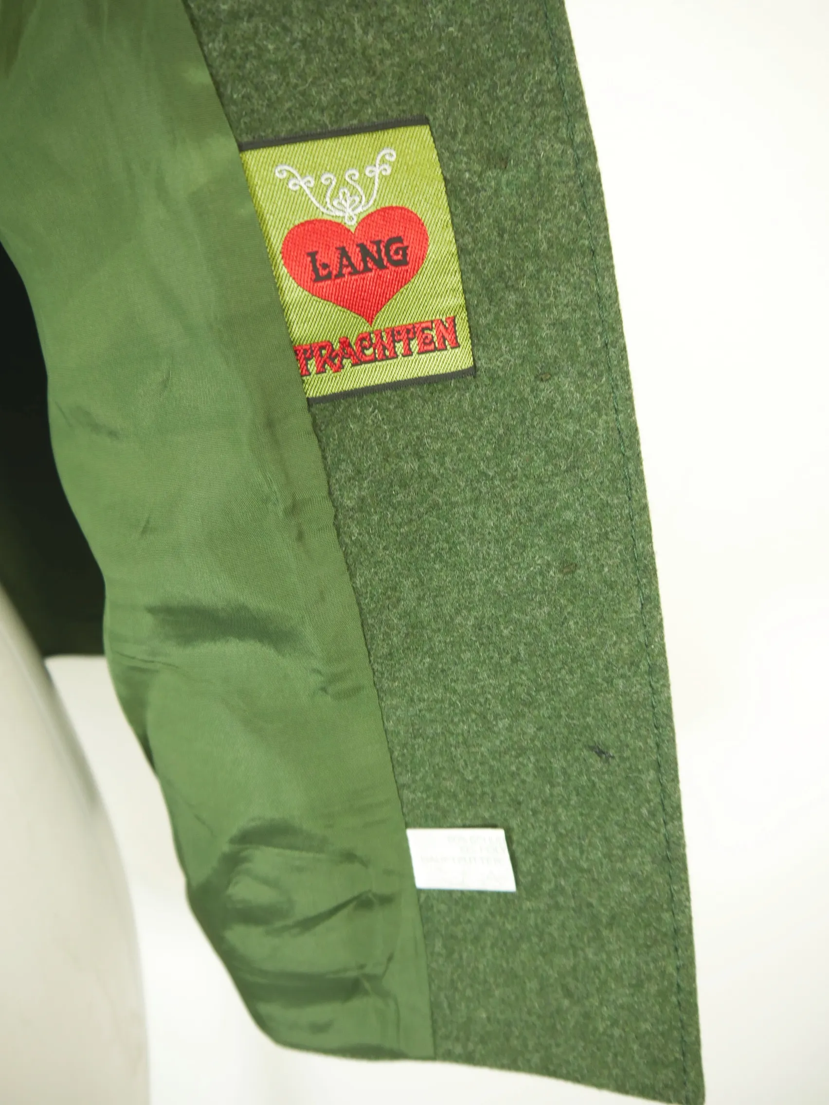 Lang Trachten grün mit Hirschhornknöpfen fescher Damen Loden Janker Gr.48