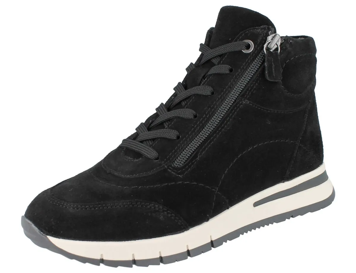 LONGO Damen Schnür Stiefelette schwarz Veloursleder