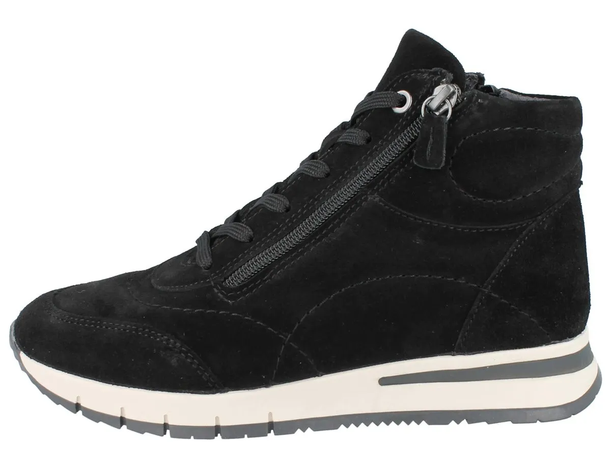 LONGO Damen Schnür Stiefelette schwarz Veloursleder