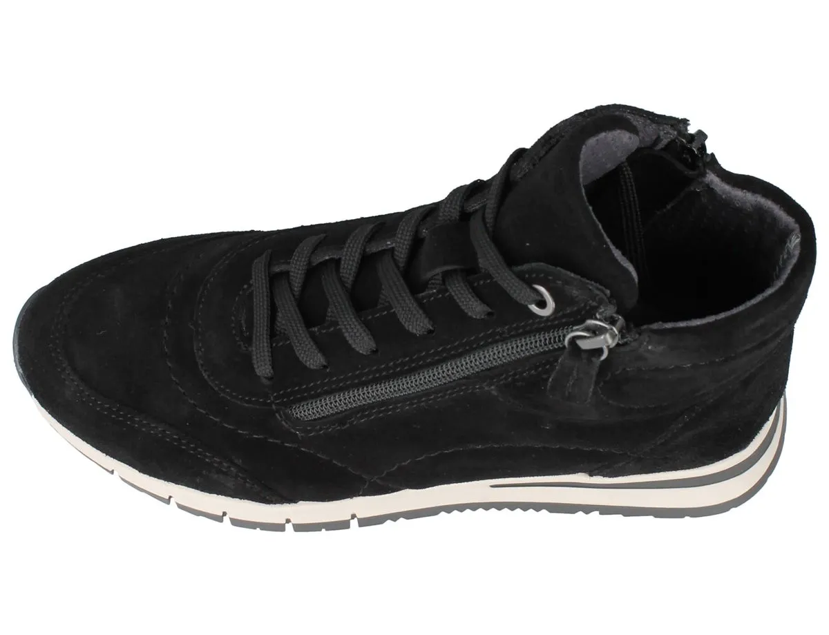 LONGO Damen Schnür Stiefelette schwarz Veloursleder
