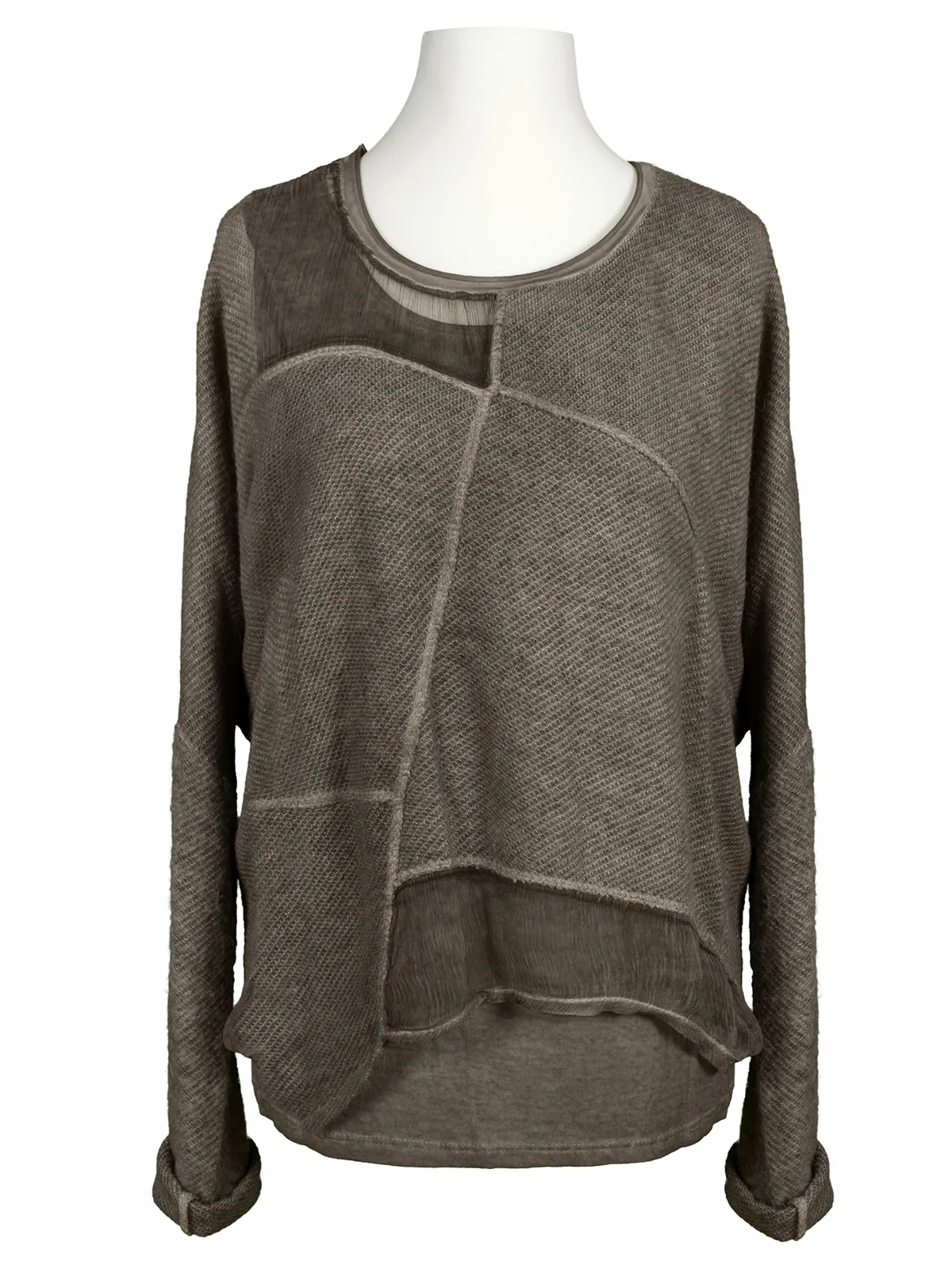 Pullover mit Chiffon 2-tlg. für Damen in  braun von Made in Italy