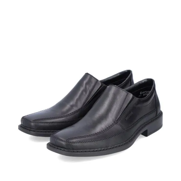 Rieker Antistress Herren Slipper elegant Leder Extraweite- H schwarz S13 B0873-00