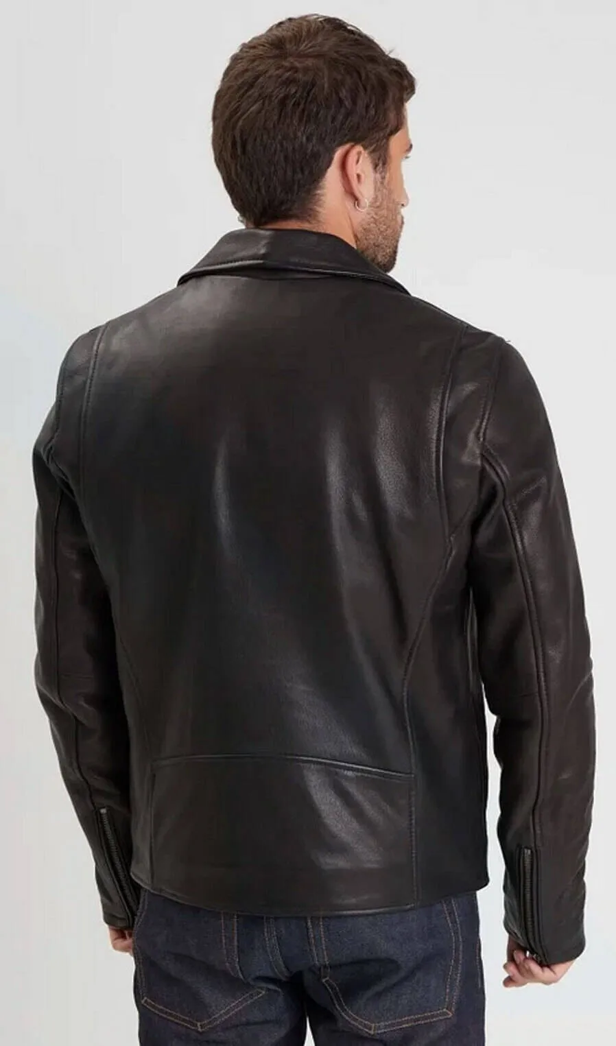 Schwarze Biker-Lederjacke aus Rindsleder fur Herren &quot;102426&quot;