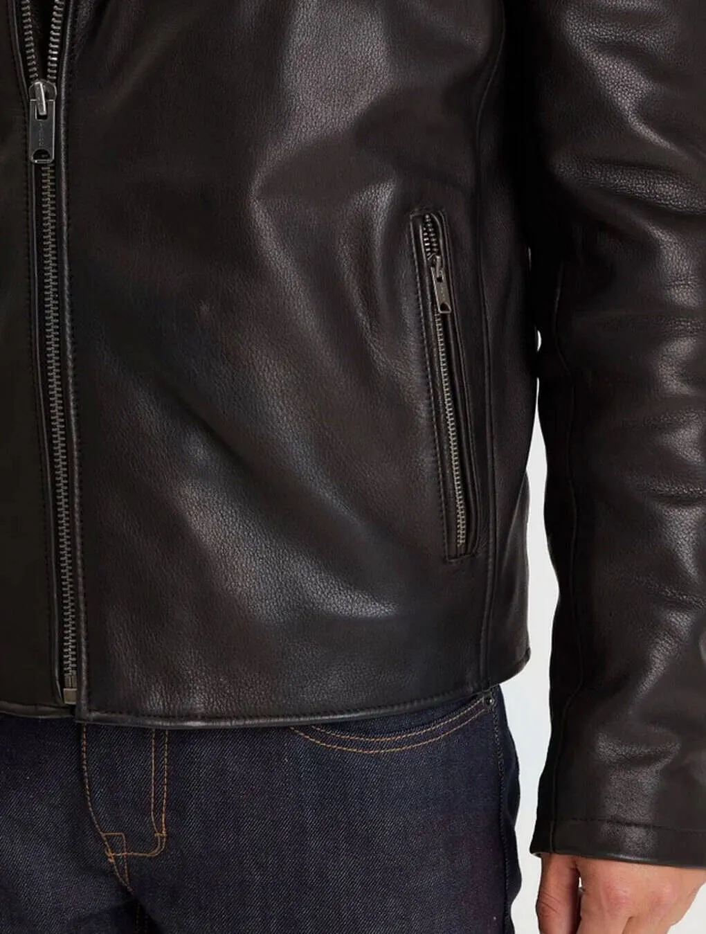 Schwarze Biker-Lederjacke aus Rindsleder fur Herren &quot;102426&quot;