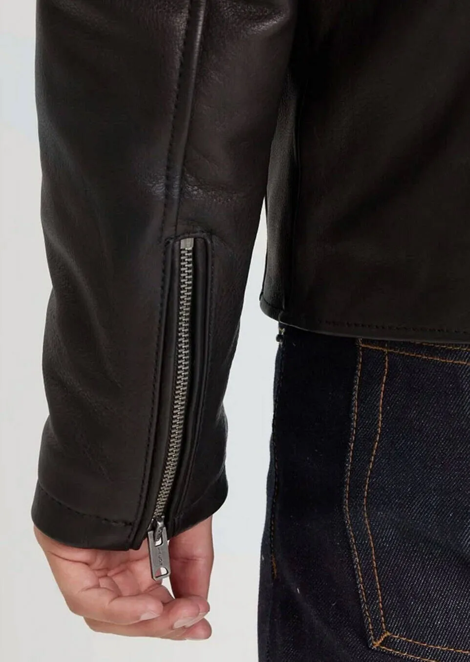 Schwarze Biker-Lederjacke aus Rindsleder fur Herren &quot;102426&quot;