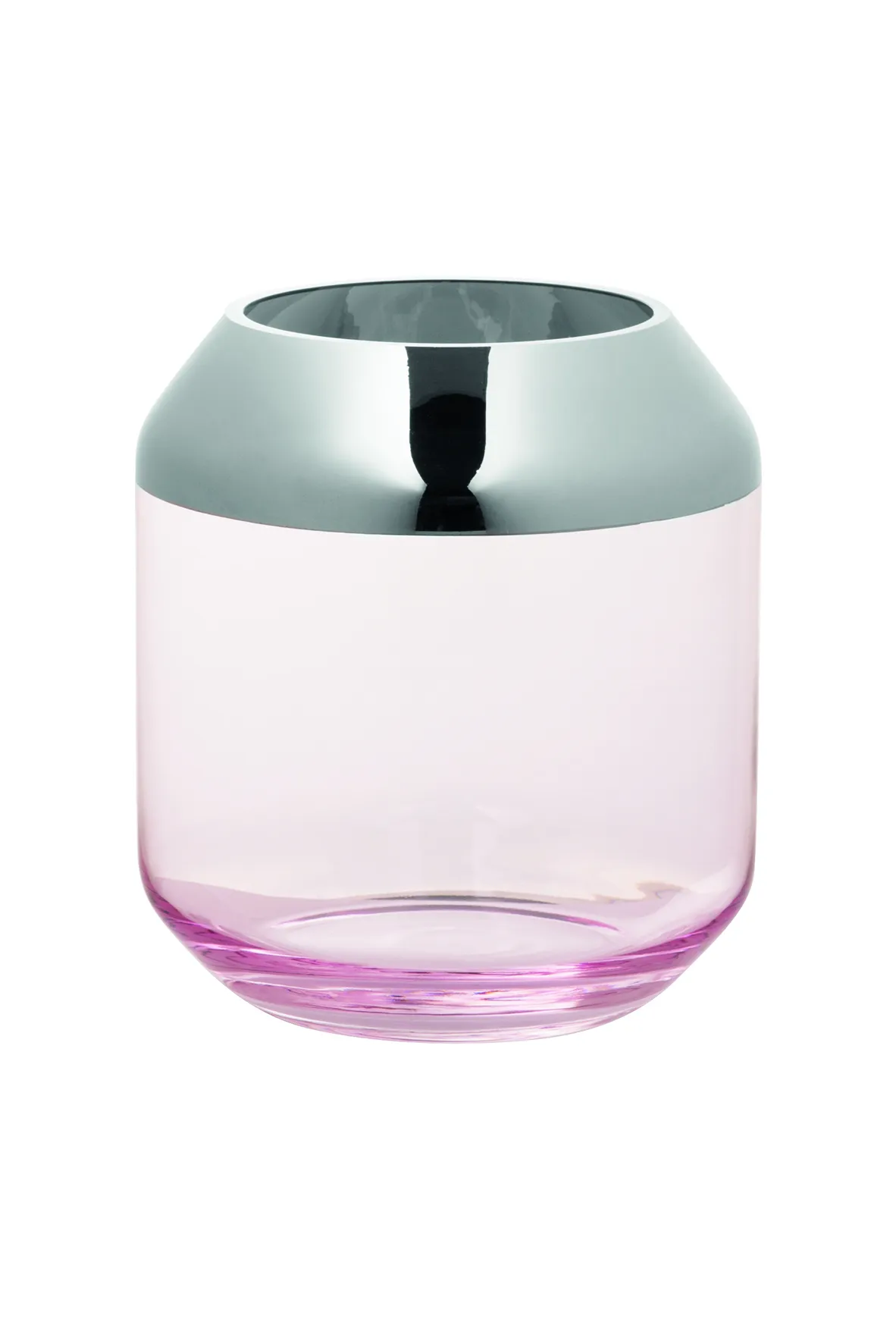 Teelichthalter SMILLA aus Glas hellrose Höhe 20 cm